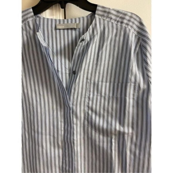 Vince Navy and White Striped Blouse women Small - Picture 4 of 8